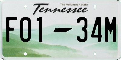 TN license plate F0134M