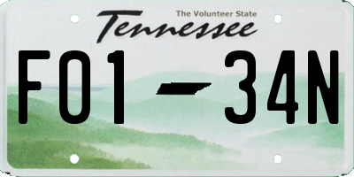 TN license plate F0134N