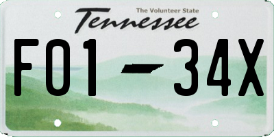 TN license plate F0134X