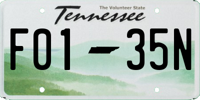 TN license plate F0135N