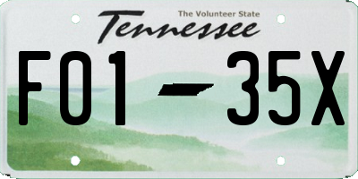 TN license plate F0135X