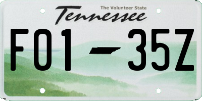 TN license plate F0135Z