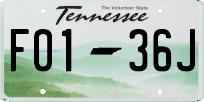 TN license plate F0136J