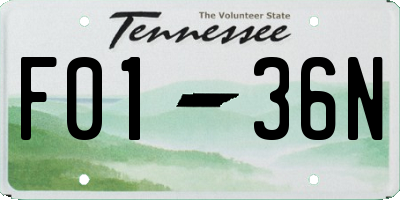 TN license plate F0136N