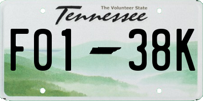 TN license plate F0138K