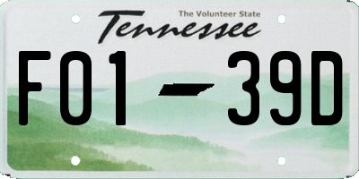 TN license plate F0139D