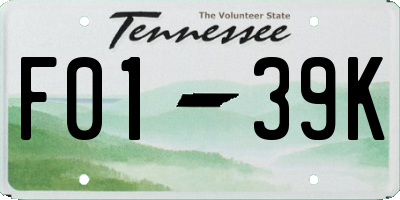 TN license plate F0139K