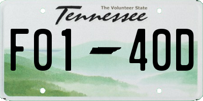 TN license plate F0140D