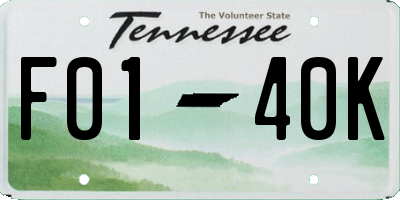 TN license plate F0140K