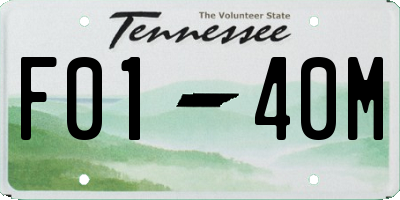 TN license plate F0140M