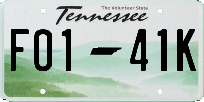 TN license plate F0141K