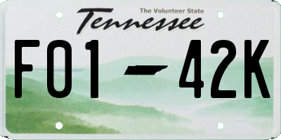 TN license plate F0142K