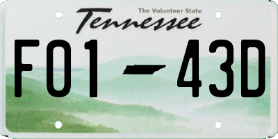 TN license plate F0143D
