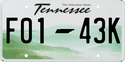 TN license plate F0143K