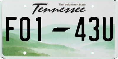TN license plate F0143U