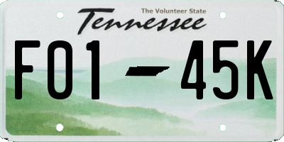 TN license plate F0145K