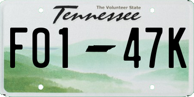 TN license plate F0147K