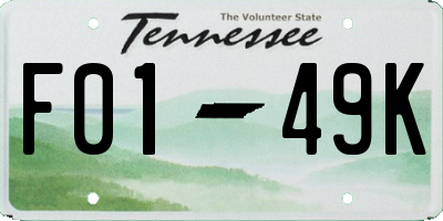 TN license plate F0149K
