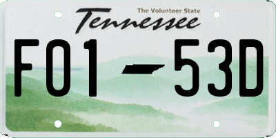 TN license plate F0153D
