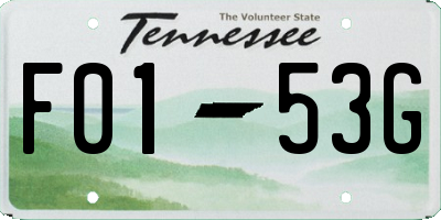 TN license plate F0153G