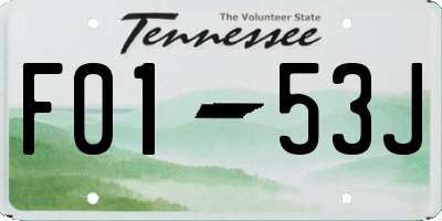 TN license plate F0153J