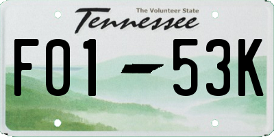 TN license plate F0153K