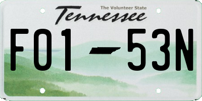 TN license plate F0153N