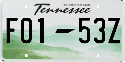 TN license plate F0153Z
