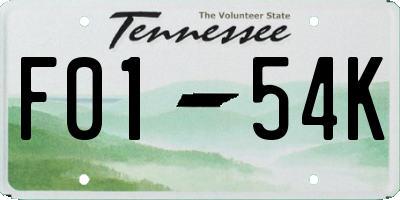 TN license plate F0154K