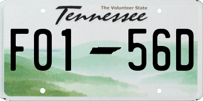 TN license plate F0156D