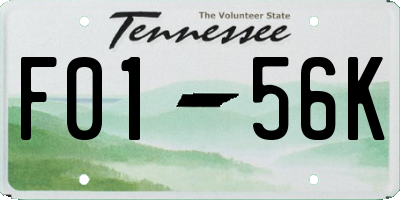 TN license plate F0156K