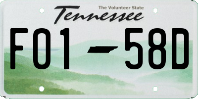 TN license plate F0158D