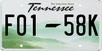 TN license plate F0158K