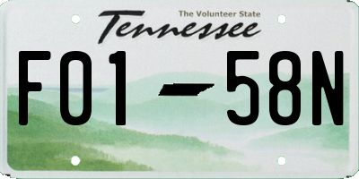 TN license plate F0158N