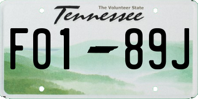 TN license plate F0189J