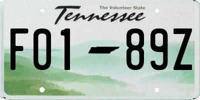TN license plate F0189Z