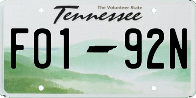 TN license plate F0192N