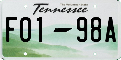 TN license plate F0198A
