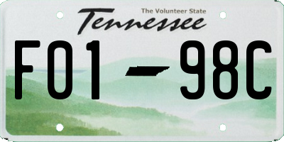 TN license plate F0198C