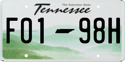 TN license plate F0198H