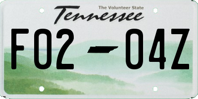 TN license plate F0204Z