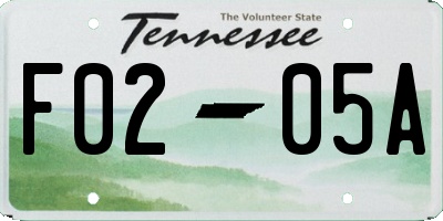 TN license plate F0205A