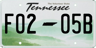 TN license plate F0205B
