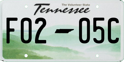 TN license plate F0205C