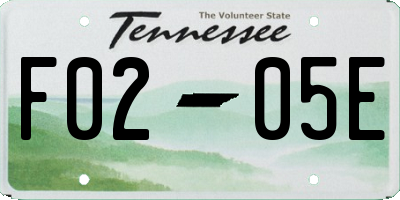 TN license plate F0205E