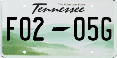 TN license plate F0205G