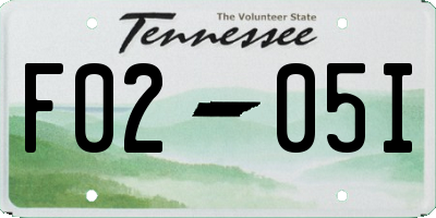 TN license plate F0205I