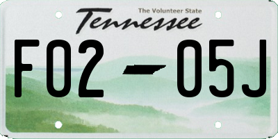 TN license plate F0205J