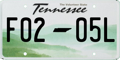TN license plate F0205L