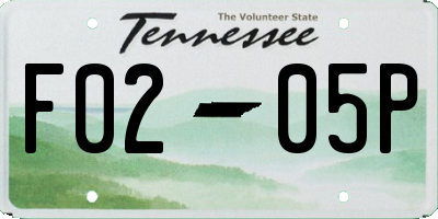 TN license plate F0205P